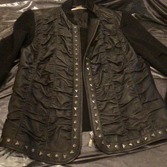 PETER NYGARD label-100% leather & jersey sleeves Sz.L US 10-12 New never worn - Picture 2 of 7